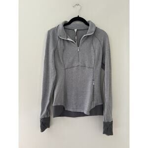Lululemon Gray White Pique Runderful 1/2 Zip Long Sleeve Top Reflective Sz 6 EUC